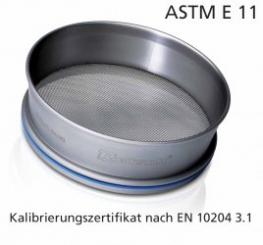 Analysensieb Ø200x50 mm nach ASTM E 11 mit Kalibrierungszertifikat  