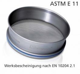 Analysensieb Ø200x50 mm nach ASTM E 11 mit Werksbescheinigung  
