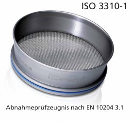Analysensieb Ø200x50 mm nach ISO 3310-1 mit Abnahmeprüfzeugnis  